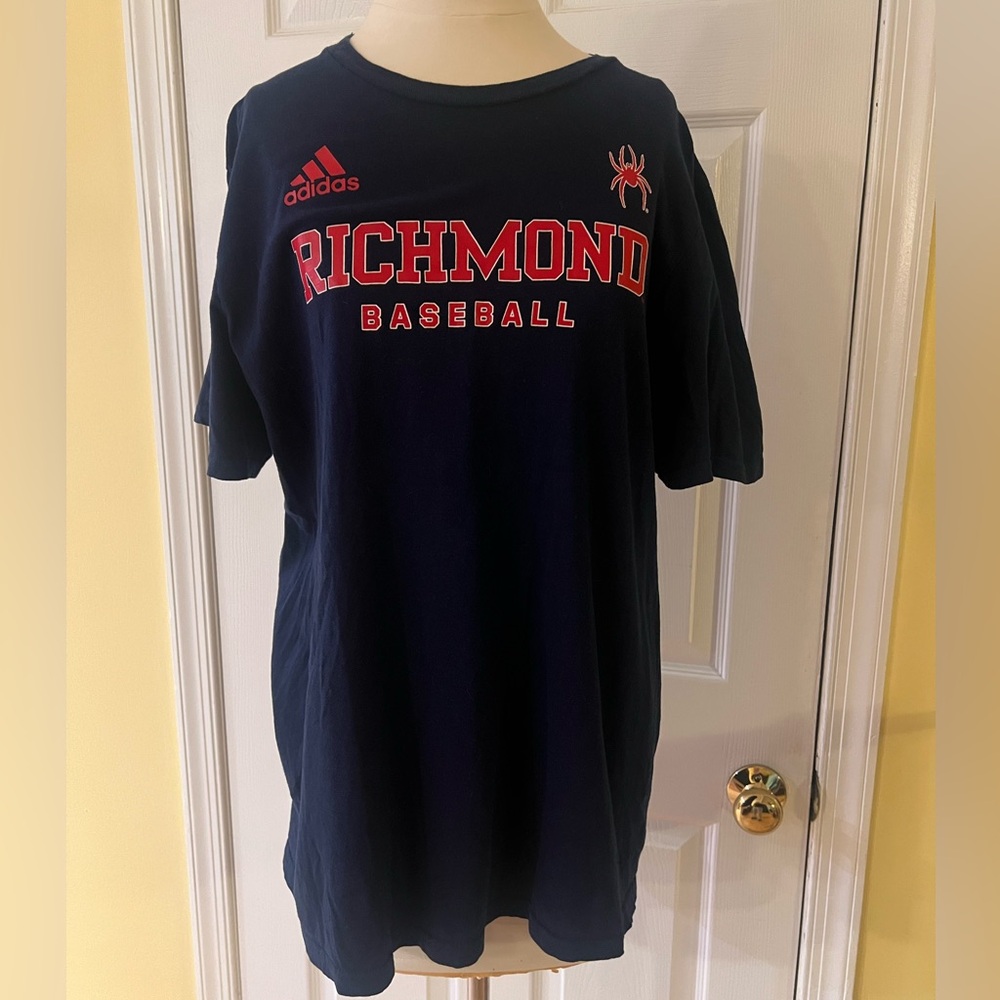 Adidas University of Richmond Baseball Tee in Navy and Red
